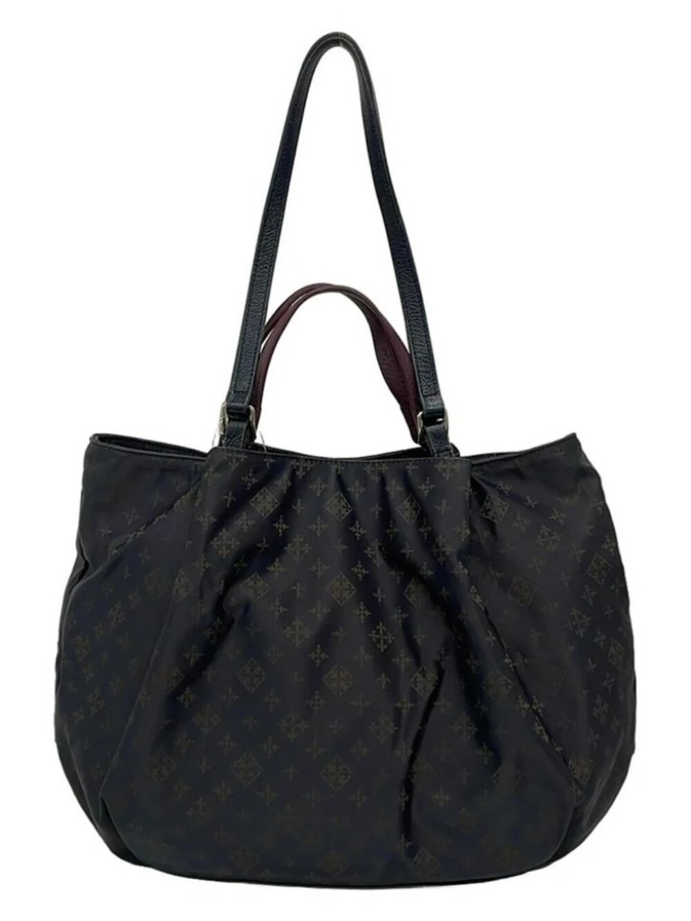russet Dark Navy Purple Dark Gray Nylon Leather Tote Bag